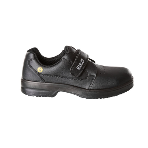Chaussures de cuisine MASCOT S2 SRC ESD – fermeture scratch pratique et design hygiénique pour les environnements alimentaires.