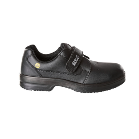 Chaussures de cuisine MASCOT S2 SRC ESD – fermeture scratch pratique et design hygiénique pour les environnements alimentaires.